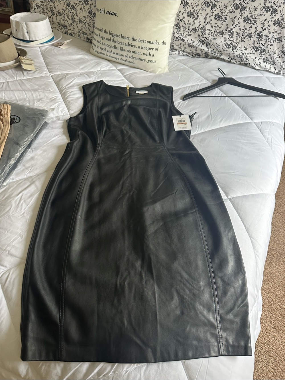 Calvin Klein Black Sleeveless Faux-Leather Mini Dress
